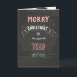 Cartão De Festividades Chalkboard Christmas Photo Greeting Card<br><div class="desc">A chalkboard-design, folded, greeting card with a cheery holiday message in the front and your favorite photo on the inside. (FP) The card is easy to customize with your wording, font and font color. Not exactly what you're looking for? All our products can be custom designed to meet your needs...</div>
