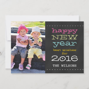Cartão De Festividades Chalkboard Happy New Year 2016 Holiday Photo Card