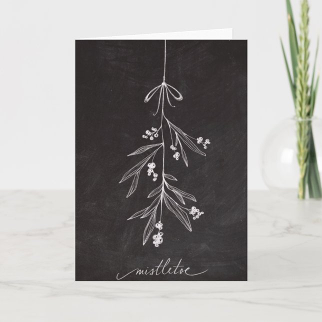 Cartão De Festividades Chalkboard Holiday Mistletoe - Christmas (Frente)