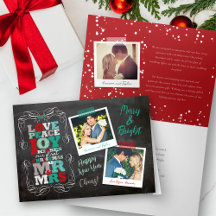 Chalkboard Mistletoe Vintage First Christmas Photo