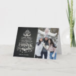 Cartão De Festividades Chalkboard Photo Folded Holiday Card<br><div class="desc">Customisable Holiday Greeting Cards.  This design features a chalkboard Christmas message and space for a photo. Personalise this design with a photo of your family.  Use the design tools to edit the text.</div>