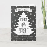 Cartão De Festividades Chalkboard Rustic Christmas Tree We've Moved Card<br><div class="desc">Merry Christmas New address greeting card in rustic country chalkboard pattern with christmas tree and snowflakes illustration and hand lettered style text,  wish your friends and family well this holiday season and let them know about your change of address with this fun greeting card.</div>