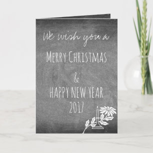 Cartão De Festividades Chalkboard Typography Black White Christmas Card
