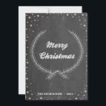 Cartão De Festividades Chalkboard Vintage Felry Christmas Foliage Wreath<br><div class="desc">Cartão de Natal limpo e simples,  com uma fenda de Natal em flocos de neve. Disponível como cartão plano,  cartão dobrado e cartão postal. Desejo a todos um Feliz Natal e Feliz ano novo!</div>