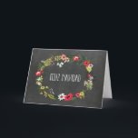 Cartão De Festividades Chalkboard Vintage Floral Spanish Christmas Card<br><div class="desc">Spanish Merry Christmas greeting card in rustic chalkboard pattern with vintage flowers wreath illustration and hand lettered style text,  wish your friends and family well this holiday season with this modern greeting card.</div>
