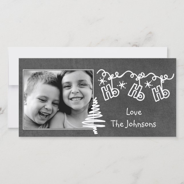 Cartão De Festividades Chalkboard Wallies Christmas photo card (Frente)