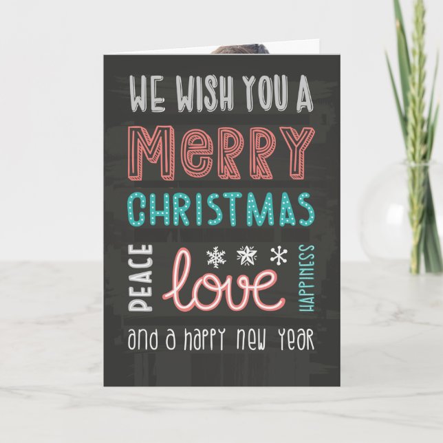 Cartão De Festividades Chalkboard Wishes Photo Greeting Card (Frente)