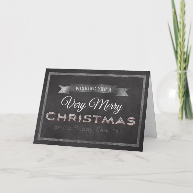 Cartão De Festividades Chalkboard Wishing you a Merry Christmas (Frente)