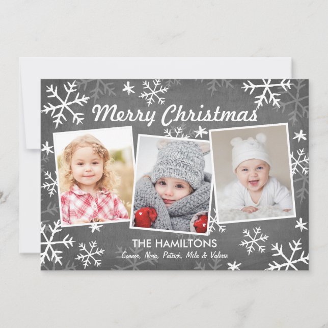 Cartão De Festividades Chalky Snowfall 3 Foto Natal (Frente)