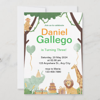 Cartão De Festividades Chamada de animais para comemorar um aniversário