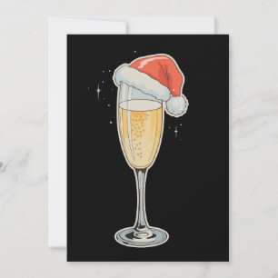 Cartão De Festividades Champagne de Natal Chapéu de Papai Noel Bebida Fes