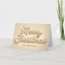 Cartão De Festividades Champagne Gold Script Merry Christmas Card