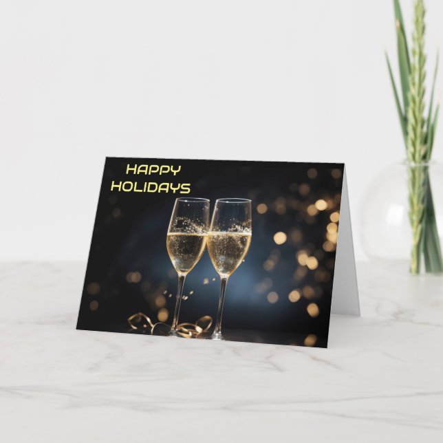 CARTÃO DE FESTIVIDADES CHAMPAGNE TOAST PARA UM NATAL FELIZ (Frente)