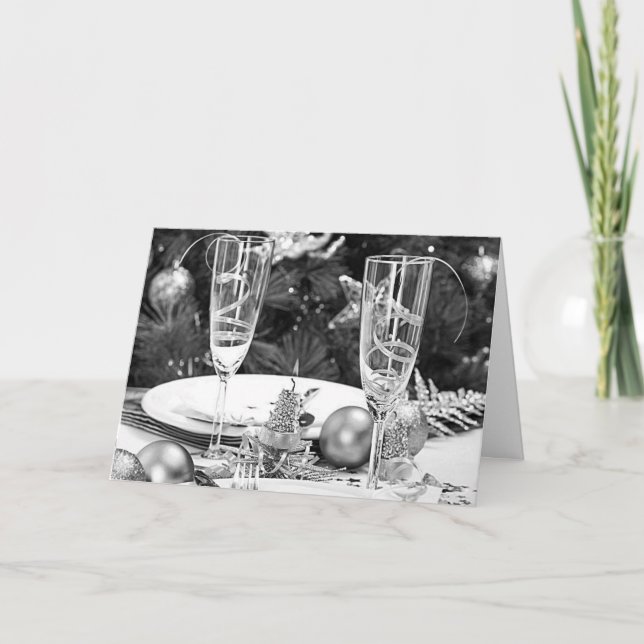 CARTÃO DE FESTIVIDADES **CHAMPAGNE TOAST** PARA UM NATAL MUITO MERCADO (Frente)