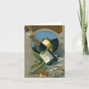 Cartão De Festividades Champagne Vintage Ano Novo