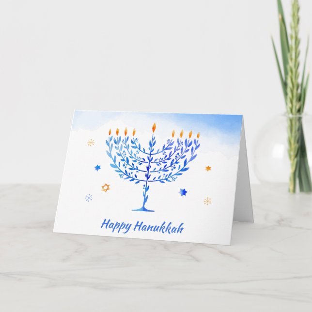 Cartão De Festividades Chanucá Sameach! Saudações Felizes a Hanukkah (Frente)