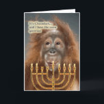 Cartão De Festividades Chanukah<br><div class="desc">Wish Your friends a Happy Chanukah with professional style and the touch only an orangutang could offer!</div>