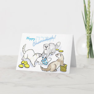 Cartão De Festividades Chanukah dreidel ferrets