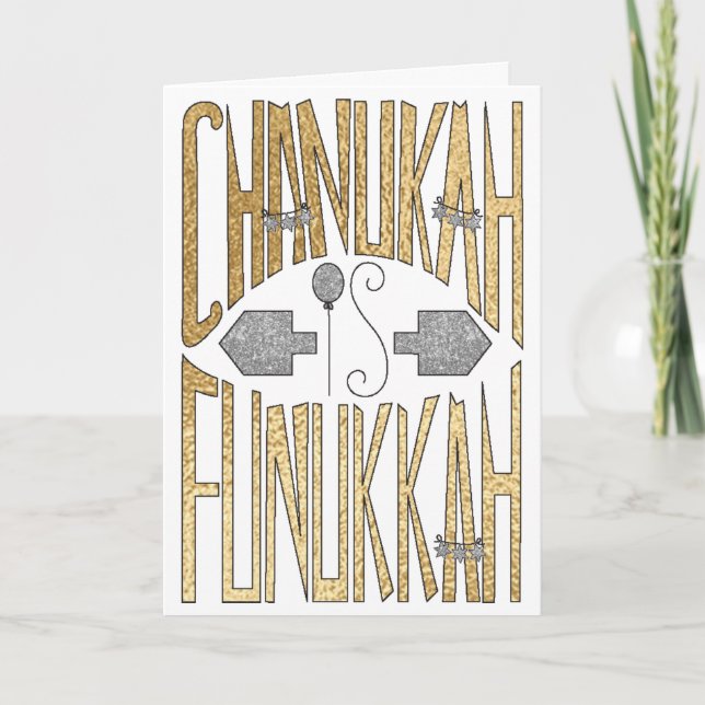 Cartão De Festividades "Chanukah é Funukkah" (Frente)