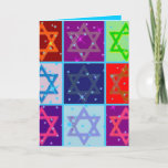CARTÃO DE FESTIVIDADES CHANUKAH GREETING CARDS W MATCHING POSTAGE<br><div class="desc">Give someone a beautiful bright and cheery Pop Art Hanukah card for Chanukkah.  The card is blue toned inside and says,  "Happy Chanukah" Please order matching postage and pick up the festive envelope seal stickers.  All Rights Reserved. c Chanuka Shop</div>