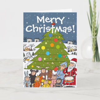 Cartão De Festividades Chaotic Christmas Festive Scene Around Tree