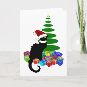Cartão De Festividades Chapéu de Natal Le Chat Noir Natal