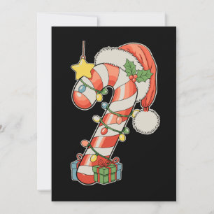 Cartão De Festividades Chapéu de Papai Noel com Cana de Açúcar de Natal T