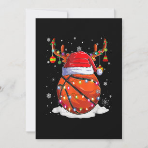 Cartão De Festividades Chapéu de Papai Noel de Basquete Rena Crismas Luze