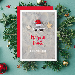 Cartão De Festividades Chapéu de Papai Noel de Praia Natal em Julho