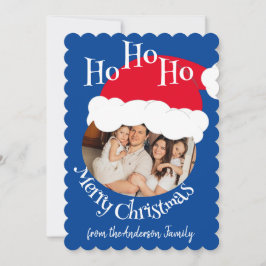 Cartão De Festividades Chapéu de Papai Noel Foto Ho Ho Ho Feliz Natal Azu