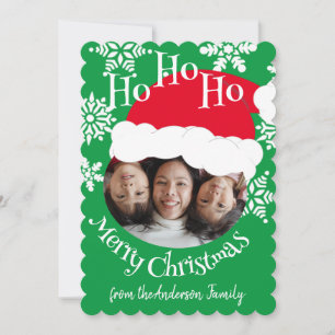 Cartão De Festividades Chapéu de Papai Noel Foto Ho Ho Ho Feliz Natal Ver