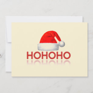 Cartão De Festividades Chapéu de Papai Noel Simples HoHoHo Vermelho Branc