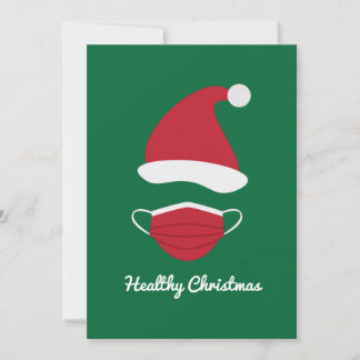 Cartão De Festividades Chapéu de Papai Noel Vermelho e máscara facial