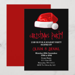 Cartão De Festividades Chapéu de Papai Noel Vermelho Natal Festa Preto