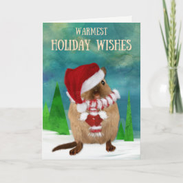 Cartão De Festividades Chapéu do papai noel do Gerbil do Natal na cena do