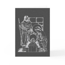 Charcoal Gray and White Nativity Scene