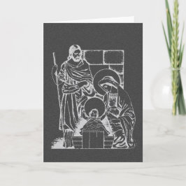 Cartão De Festividades Charcoal Gray and White Nativity Scene