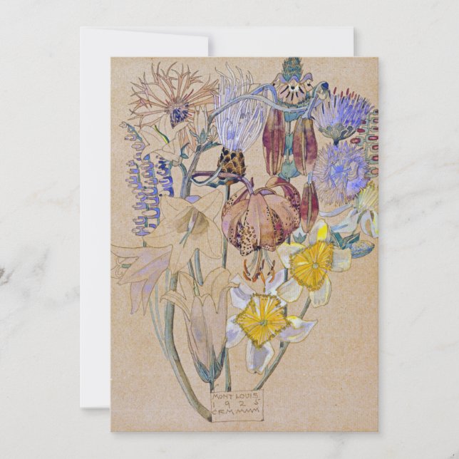 Cartão De Festividades Charles Rennie Mackintosh - Mont Louis - Flor (Frente)