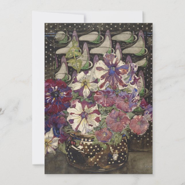 Cartão De Festividades Charles Rennie Mackintosh - Petunias (Frente)