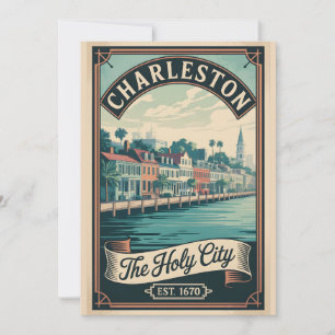 Cartão De Festividades Charleston Vintage Carolina do Sul A Cidade Santa