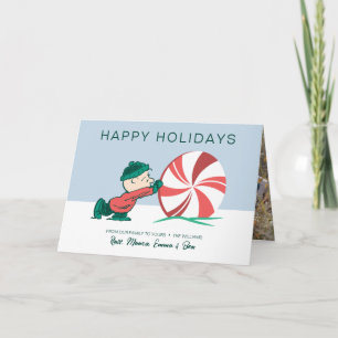 Cartão De Festividades Charlie Brown Rolando para a temporada de Férias