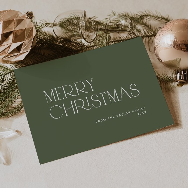Cartão De Festividades CHARLIE Green Easy Simple Family Feliz Natal (CHARLIE Green Easy Simple Family Merry Christmas Holiday Card)