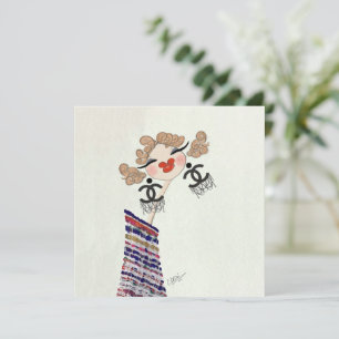 Cartão De Festividades Charlotte é uma ilustração feliz da moda