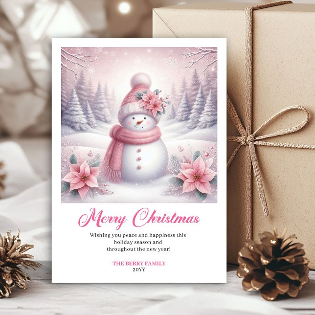 Cartão De Festividades Charming Pinkmas Editable Winter Scene Christmas  (Charming Pinkmas Editable Winter Scene Christmas Greeting Card

)
