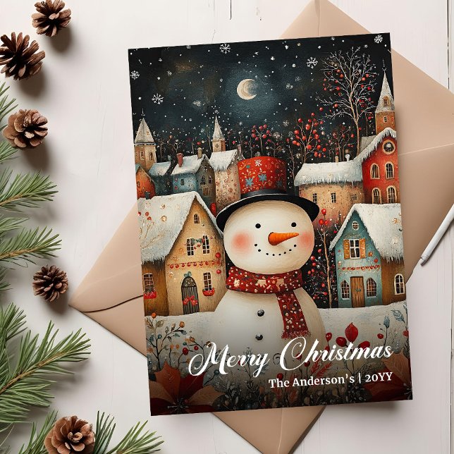 Cartão De Festividades Charming retro Christmas scene festive card (Charming retro Christmas tree festive card template

)