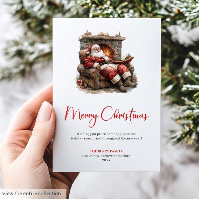 Cartão De Festividades Charming Santa Claus Custom Editable Holiday Card (Charming Santa Claus Custom Editable Holiday Greeting)