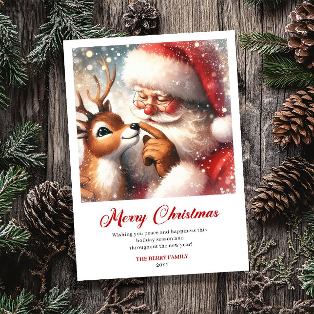 Cartão De Festividades Charming Santa Claus Rudolph Humor Christmas Card (Charming Santa Claus Rudolph Humor Christmas Greeting Card

)