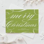 Cartão De Festividades Chartreuse Elegant Script Flourando Feliz Natal<br><div class="desc">Cartão de férias moderno com um roteiro de caligrafia branco elegante. Este cartão está disponível em outras cores - itens correspondentes e itens semelhantes estão disponíveis. Feliz feriado!</div>