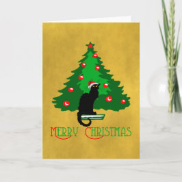 Cartão De Festividades Chat Noir Merry Christmas