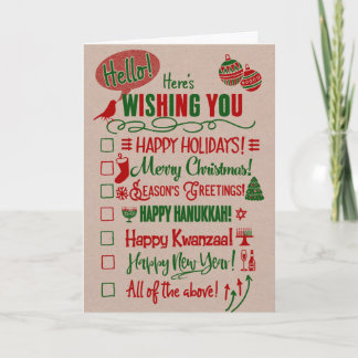 Cartão De Festividades Checkbox Choose Your Holiday